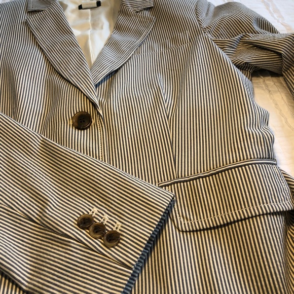 J Crew Seersucker Blazer Blue & White Size 6 - Picture 6 of 15